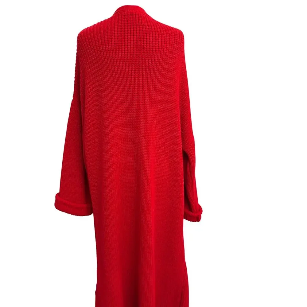 K.Jordan Red Acrylic Knit Cardigan Luxury, Comfort, Soft, Lounge, Business